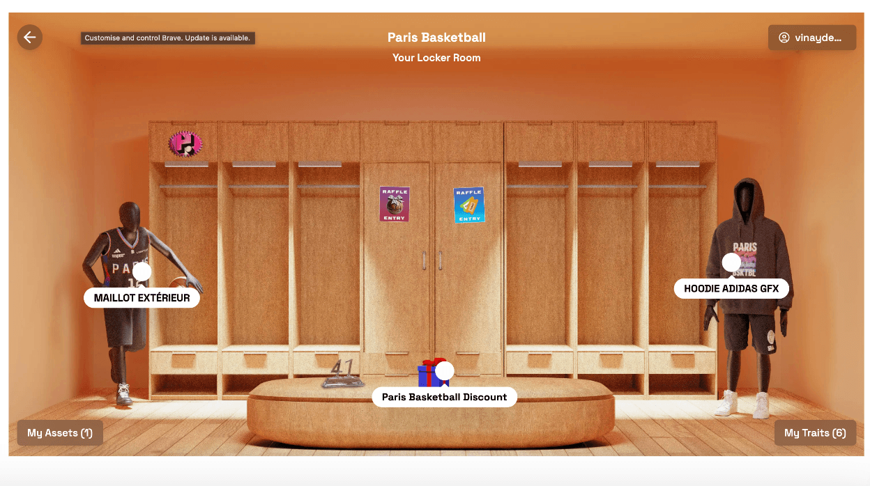 Screenshot of Playground virtual locker room interface with customizable assets